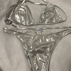 Dolce and Gabbana beachwear silver triangle bikini